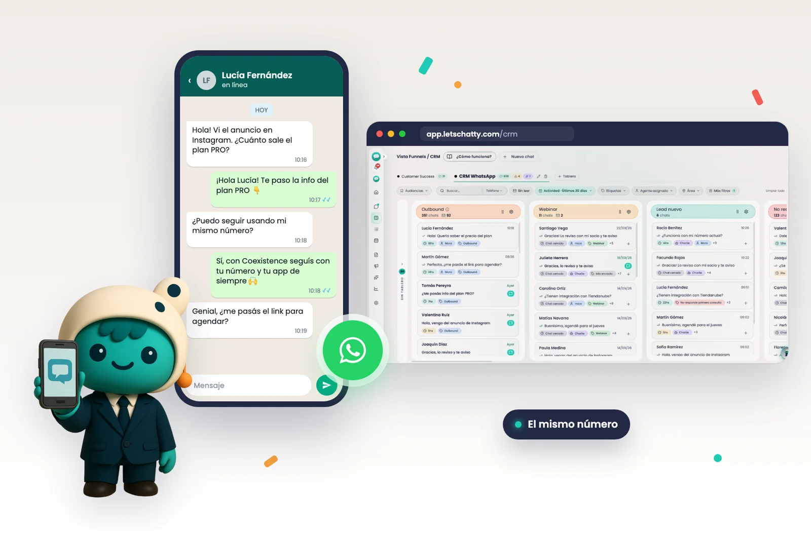 WhatsApp Coexistence: el mismo numero en la app de WhatsApp Business y en el CRM de Chatty