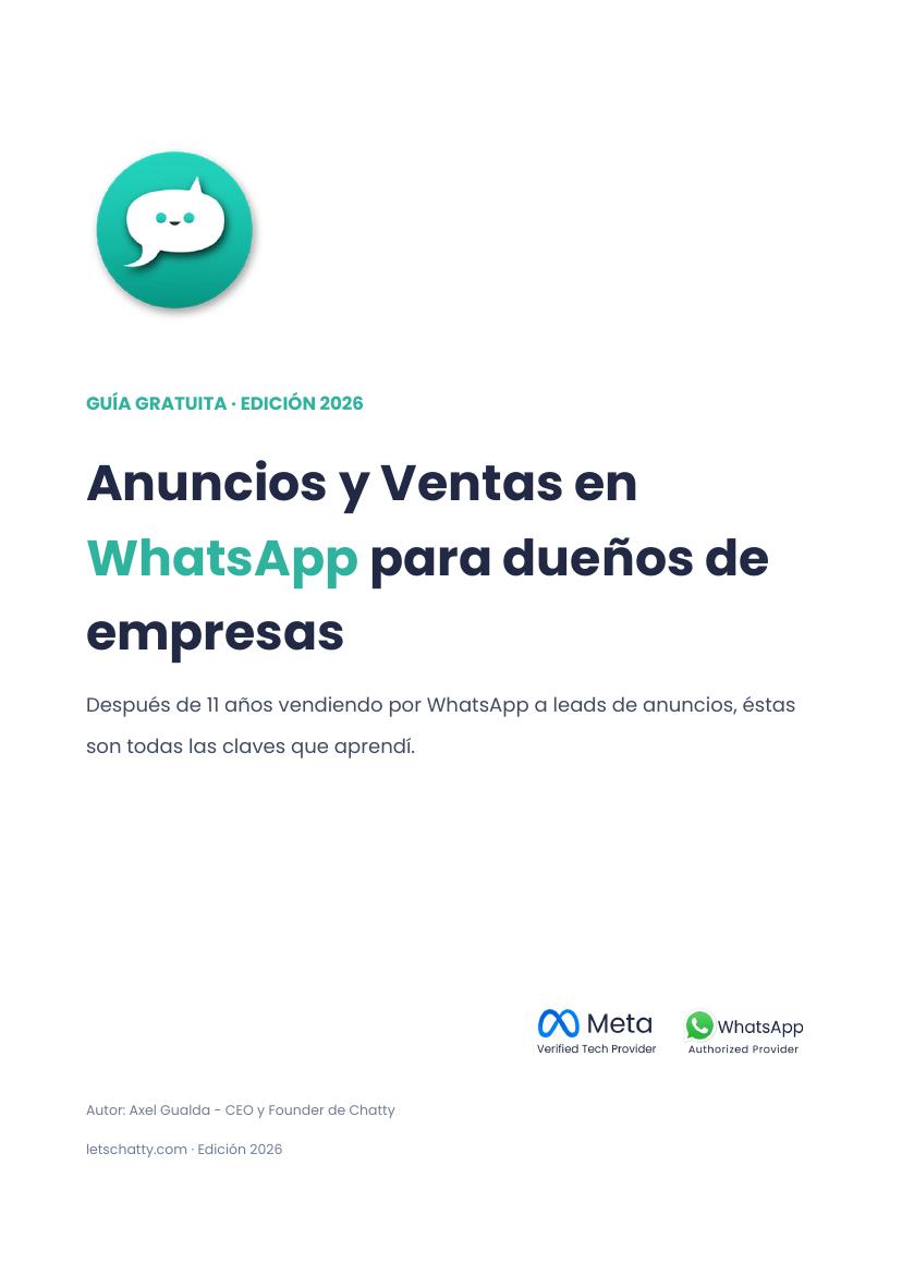 Portada de la guía gratuita de Chatty: Anuncios y Ventas en WhatsApp para dueños de empresas, edición 2026