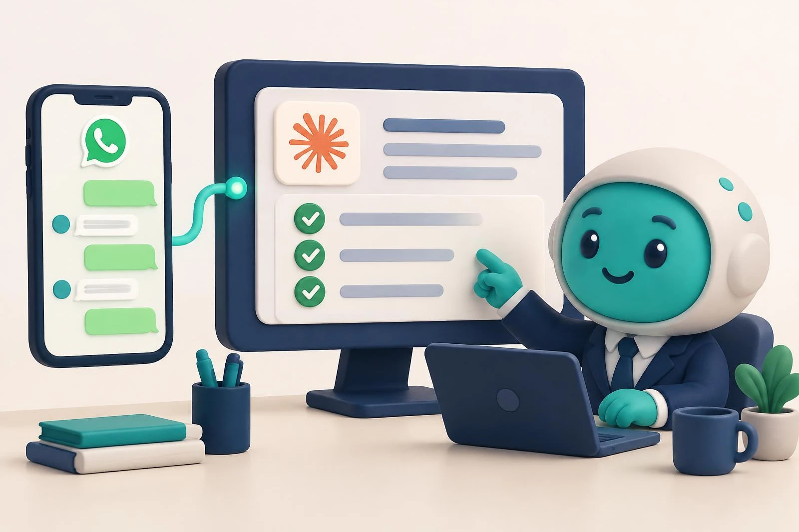Un dueño de negocio revisa con Claude recomendaciones sobre sus chats de WhatsApp, sin un chatbot atendiendo a sus clientes